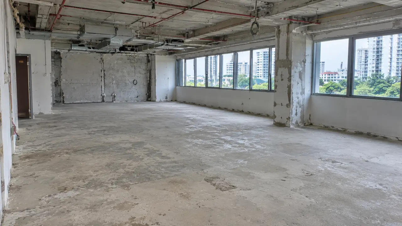 Empty bare-shell unit ready for renovation
